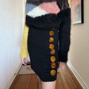 Christopher Esber pencil skirt with oversized amber buttons. Size XS